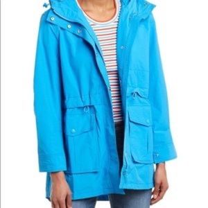 J.Crew Perfect Rain Jacket in Watercolor Sky Small Petite